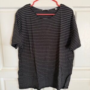 Vince Black and White Striped Short Sleeve Tee